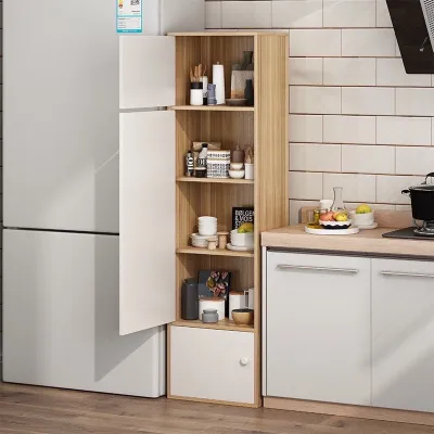 Tủ Bếp 5 Tầng Để Đồ Đa Năng Bằng Gỗ Kệ Đựng Gia Vị Có Cửa Chống Bụi