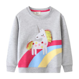Jumping Meters | Jumping Meters New Arrival Unicorn Embroidery Autumn Winter Girls Sweatshirts Hot Selling Cartoon Toddler Kids Sport Shirts