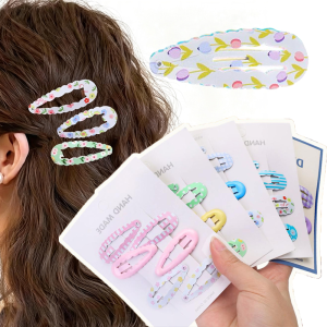 6 Pieces Multi Style Girls Hair Clip Set / Water Drop & Wave Shape Cute Dot Flower BB Clips / Portable Mini Side Bang Hair Pins / Pretty Small Hair Accessories for Little Girls Daily Wear and Photo Styling