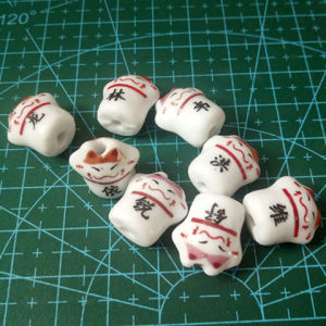 Jingdezhen Ceramic Cat Lucky Charm Loose Beads Name Chain Handmade DIY Material Kit Accessories Personalized Engraving
