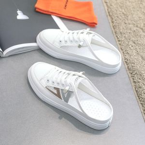 Casual Breathable Womens Slip-On Sandals Open-Toe Anti-Slip Summer Outdoor Wear Comfortable Flat Heel PU Leather Rubber Sole