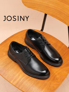 Josiny | Black Genuine Leather Mens Business Dress Shoes