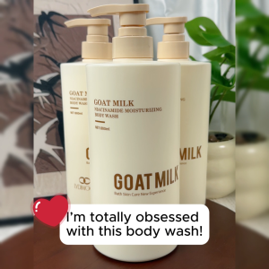 Goat Milk Shower Gel 800ml Whitening Shower Gel Niacinamide Whitening and brightening Improve dull skin Moisturizing Powerful Instant Skin Whole body whitening Ultra-white and smooth skin exfoliate whole body whitening brightening lasting fragrance