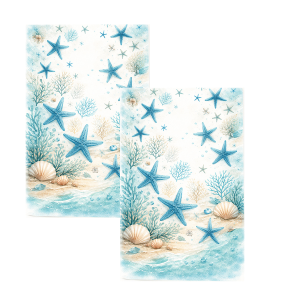 2Pcs Ocean-Themed Printed Kitchen Towels 40Cm*60Cm Towel Set Best Kitchen Towels Super Absorbent Soft Cleaning Cloth Cooking and Baking Tea Towels Hand Towels Cleaning Cloths Dishcloths Kitchen Decor Living R