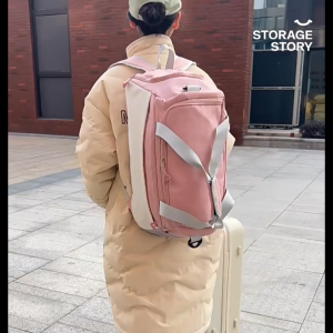 Multi-Function Travel Duffel Bag -Waterproof Gym & Carry-On Backpack with Trolley Sleeve Can be carried on one shoulder on both shoulders or carried by hand