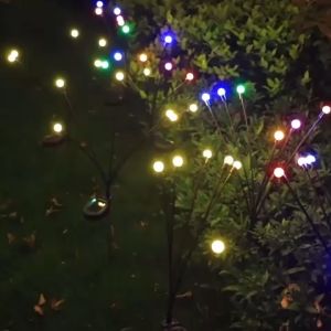 Lampu Surya Taman Kunang-kunang Luar Ruangan Tahan Air Kembang Api Rumput Lampu Surya Lampu Berkemah