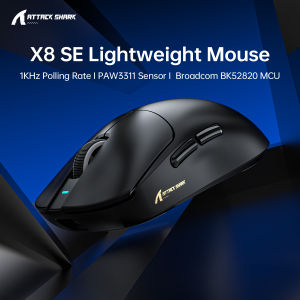 ATTACK SHARK | ATTACK SHARK X8 SE Wireless Gaming Mouse 55g Ultra-Lightweight PAW3311 25000DPI 1KHz Tri-Mode Bluetooth 2.4G Wired Large Battery
