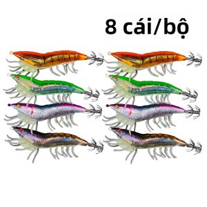 Ackibbik 8 Cái/bộ Mồi Câu Mực Phát Sáng Hình Tôm 12cm 27g Mồi Câu Giả Dùng Cho Câu Cá Biển Sông Hồ