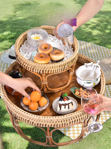 Thailand Rattan Bay Window Coffee Table For Home Living Room Balcony Low Table Tea Table Tatami Small Table Ins Picnic round Table