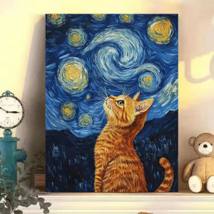 Van Gogh Starry Night Cat Artwork Jigsaw Puzzle 500/1000/1200/2000PCS Stress Relief Puzzle Wall Art Decor Gift