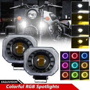 EKLEVA 2 pcs Universal 3/4 Inch Motorcycle Headlight Fog Lamp Projector Additional LED Auxiliary Lighthouse 12V 24V Off-road 4X4 ATV Ship SUV