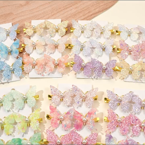 O-New 10pcs Korean Butterfly Hair Clips Pearl Metal Bow Hairpin Women Girl Hair Accessories