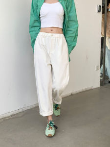 TongTongJia Casual Nine-Piece Womens Pants Thin Material Loose Slimming Harlan Commute Anti-Wrinkle Spring 2025 Polyester Fiber