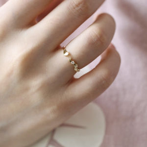 Sweet Friend 925 Silver 14K Gold Plated Open Heart Diamond Ring Stackable Luxury Ring for Girlfriend Fresh out Fashion Jewelry