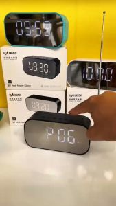 Loa bluetooth tráng gương kiêm đồng hồ báo thức có FM siêu trầm - T0463