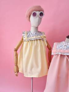 Nina dress babydoll collar floral 1-8yrs soft linen girls summer spring dress