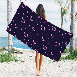 Dark Purple Music Note Star Quick Drying Microfiber Beach Towel Lightweight for Swimming Camping Yoga - Bath Towel