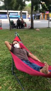 Võng lưới 2 lớp  cán thép nẹp ngắn 25cm loại dày to  khổ rộng lưới đẹp nằm không bị vướng vào khung võng