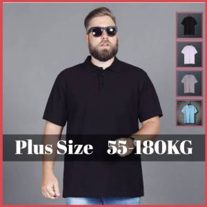 55-180KG Men Oversized Quick Drying Short Sleeved Top Man Plus Size Big Black Loose Polo T-shirt