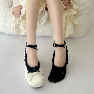 Ballet Style Lace Short Socks Womens Summer Thin Floral Edged Boat Socks Teenage Girl Mary Jane Shoe Match Ultra Thin Cotton Invisible Socks