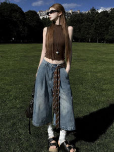 PEIZIXUAN | Unique Beautiful American Style Tank Top Jeans Set Summer