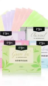 Oil Absorbing Paper Surface 100 Pieces Of Flax Green Tea Bamboo Charcoal Oil Absorbing Paper