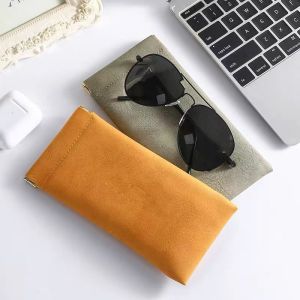Portable Glasses Pouch Sunglasses Storage Bag  Anti-Crush Velvet Automatic Closure Shrapnelhigh-Grade Leather