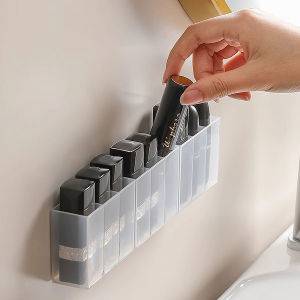 lipstick storage box makeup brush storage  wall mounted transparent three compartment classified lipstick rack lipstick box