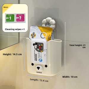 Bathroom Wet Wipes Storage Box Suction Cup Wall Mounted Tissue Box Two-In-One Storage Rack Toilet Paper Holder Organizer