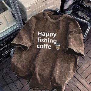 Washed Old Short-Sleeved Mens Summer Ins Stylish Niche Style Fashion Brand T-shirt Tops Pure Cotton Loose Couple Outfit T-shirt