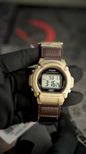 Jam Tangan Pria Casio W-219HB-5A Digital Dial Brown Nylon Band