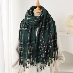 Luxury Brand Plaid Winter Women Cashmere Scarf Warm Neckerchief Pashmina Lady Shawls and Wraps Casual Tassel Scarves Muffler