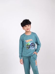 Bộ thu đông bé trai Bigfox Miss Meow dài tay phong cách Hàn Quốc chất nỉ da cá size đại trẻ em 35911 tuổi 40kg