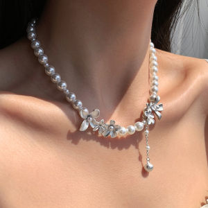 สร้อยคอโซ่กระดูกไหปลาร้าเงินแท้ 925 ดอกไม้สีขาวออสเตรเลียสำหรับผู้หญิง เครื่องประดับแฟชั่นฤดูใบไม้ร่วงและฤดูหนาว โซ่กระดูกไหปลาร้า 40 กรัม