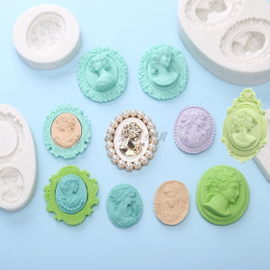 New Lady Embossed European Head Portrait Baby Silicone Chocolate Fondant Mold Baking Cake Topper Epoxy