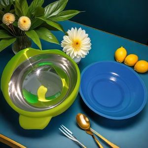 Anti-Spill Silicone Bowl Elderly Aid Water-Filled Carrot Spoon-Fork-Chopsticks Set Insulated Bowl Dining Utensils for Seniors