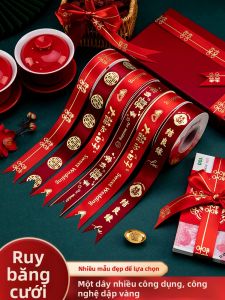 LANGMANXISHI | DIY Trang Trí Cưới Dây Ruy Băng Lụa Đỏ