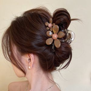 Yingbao Flower Hair Clip Korean style 2024 New Summer Floral Hairpin Elegant Shark Claw Clip Hair Accessories for Women Ladies