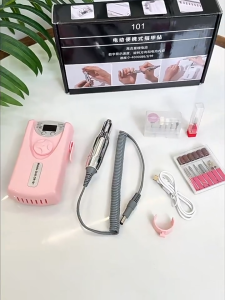E-WOITD Nail Polishing Machine Electric Nail Polisher 【Send 6 Polishing Head】Professional Portable Electric Nail Polisher Mini Electric Nail Art Pen Tool with Bag for Gel Removal