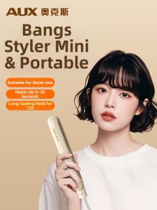 AUX | AUX Mini Portable Negative Ion Hair Straightening And Curling Iron Compact Travel Size Ceramic Heated Styling Tool for Students