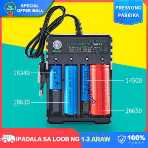 【High-tech】4-Slot Smart Charger for Universal Battery Portable USB 3.7V Charger for Li-ion 18350 18500 18650 14500 14650 16650 Etc