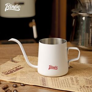 BINCOO กาต้มน้ำสแตนเลสกาต้มน้ำพร้อมที่ยึดฝากาต้มน้ำหม้อกาแฟแบบกดที่มีฝาปิดหยดคอห่านพวยกากาต้มกาแฟปากยาวกาน้ำชา