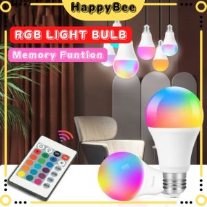 E27 LED Bulbs Dimmable Color Changing RGB Magic LED Bulb 10W 15W RGB Led Lamp Spotlight With IR Remote Control