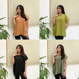 Long Square Atasan Viral Blouse Wanita Lady Crush Crinkle Anti Lecek Terbaru Kekinian Winna Top by Clashe