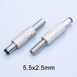 YanXi Gold Plated DC Jack 5.5X2.1mm / 5.5 X 2.5mm DC Power Plug DIY Soldering Socket Metal Connector Adapter With Thread Lock