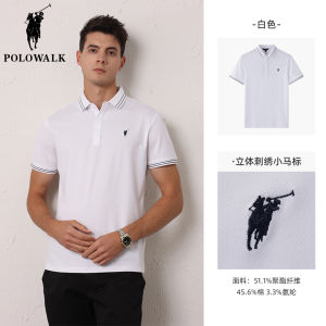 Polo Walk Pure Color Short-Sleeved Polo Shirt Men 2024 Summer New Arrival Minimalist Business Casual Lapels T-shirt Men