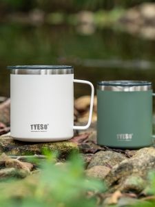 TYESO Large Capacity 304 Stainless Steel Mug with Lid Office Coffee Cup Modern Minimalist Style Universal Luxury Trend