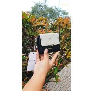 HANAMI Dompet Lipat WA1045B5 Wanita Makura Hitam Kulit Cantik Branded Motif Kartu Atm Premium