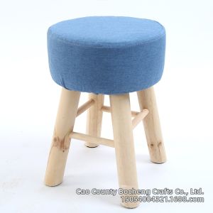 Wooden High Storage Stool Washable Simple Fabric