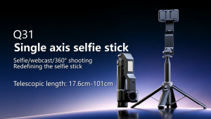 Q31 Portable Single-Axis with Fill Light Selfie Stick Auxiliary Camera Stabilizer Detachable Remote Control Remote Control AI Anti-Shake Function Any Adjustable Level And Vertical Screen Outdoor Travel Photography Live Broadcast Recording
